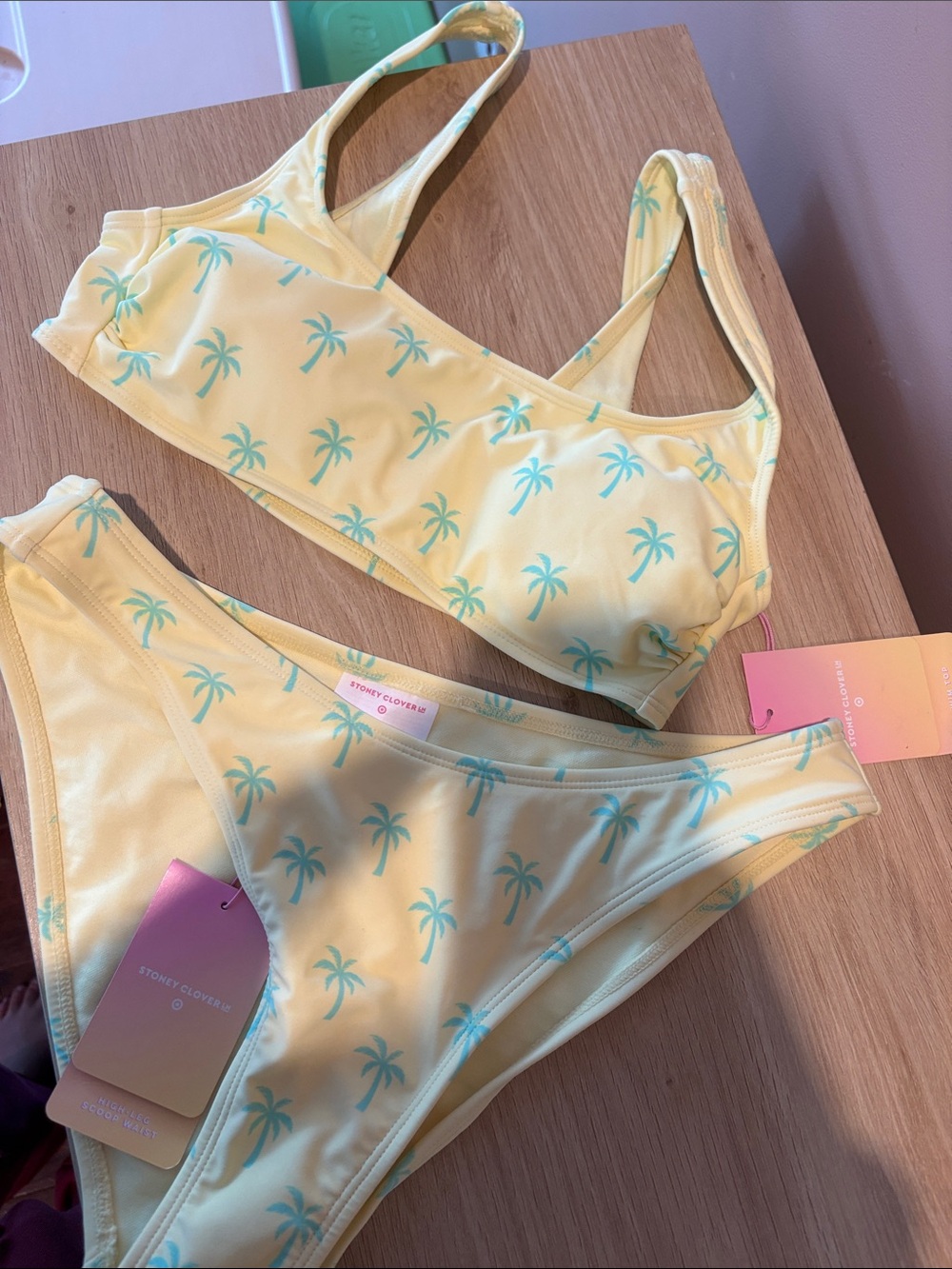 Stoney Clover Lane Yellow Bikini with Teal Palm Print